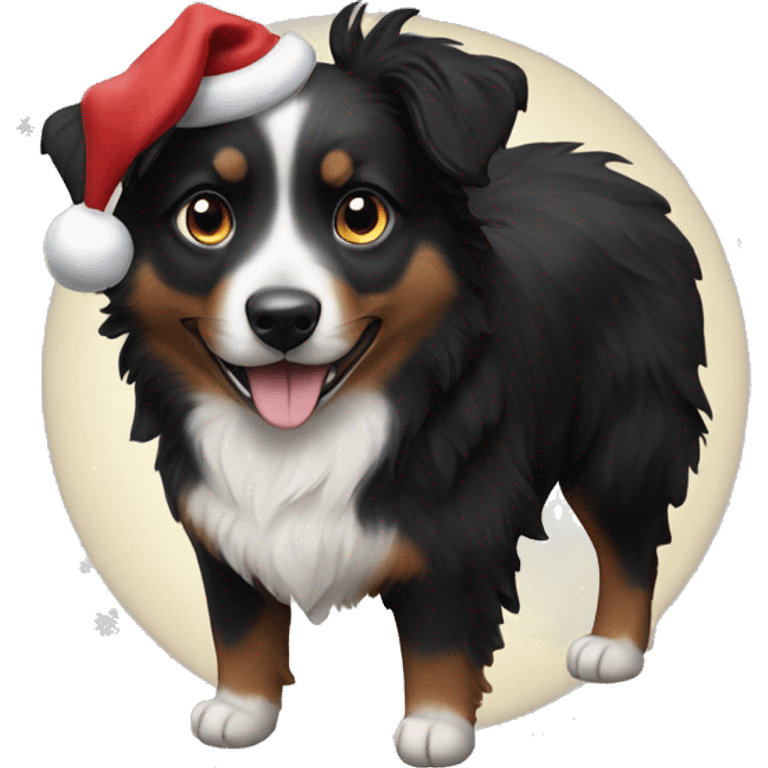 Small black australian shepherd dog Christmas tree emoji