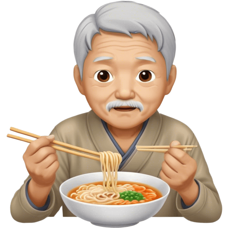 old asian man eating ramen emoji