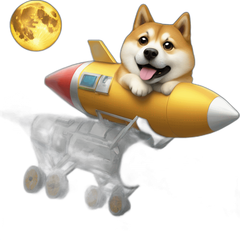 Doge riding a rocket to the moon emoji