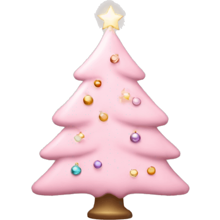 Light Pink Christmas tree with lights and ornaments emoji