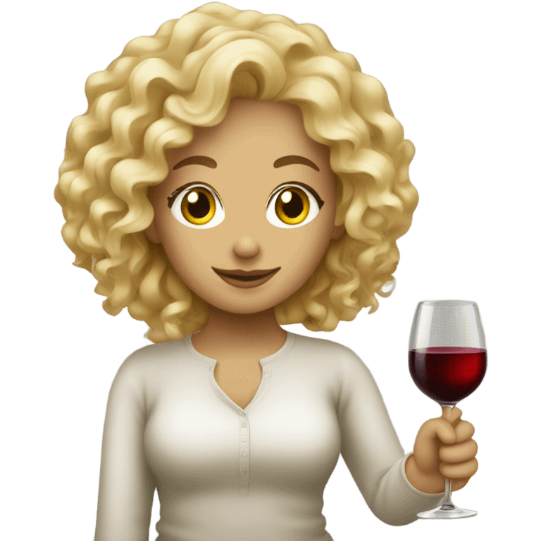 blonde curly with wine emoji