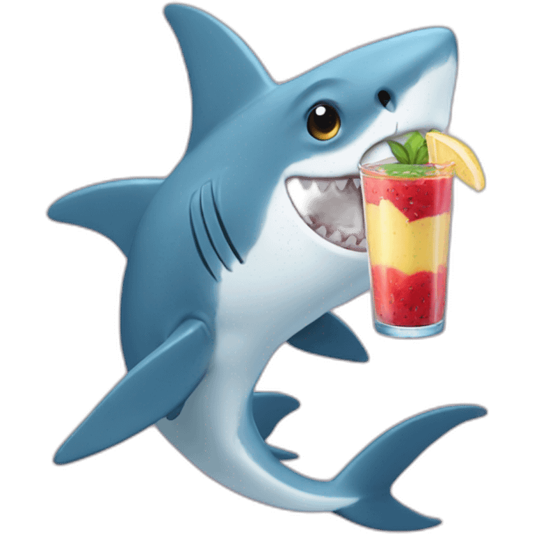 Shark drinking smoothie  emoji