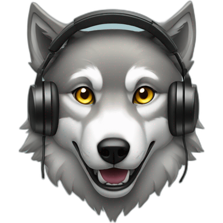 Wolf with Gaming headset emoji