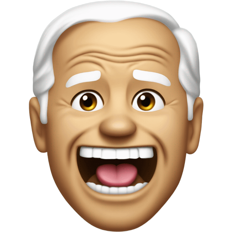 Joe Biden with his tongue out of his mouth and sweat running down his face emoji