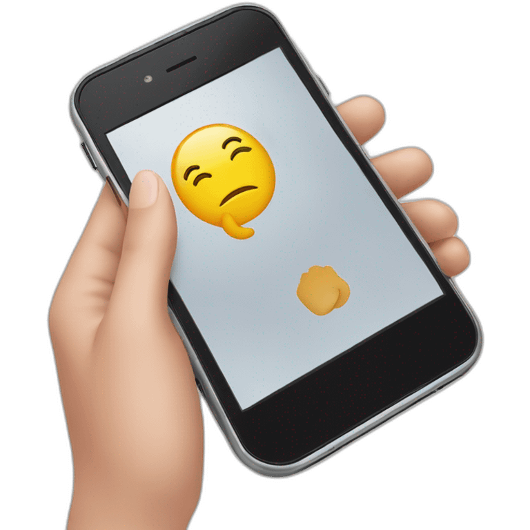 hand holding mobile phone talking emoji