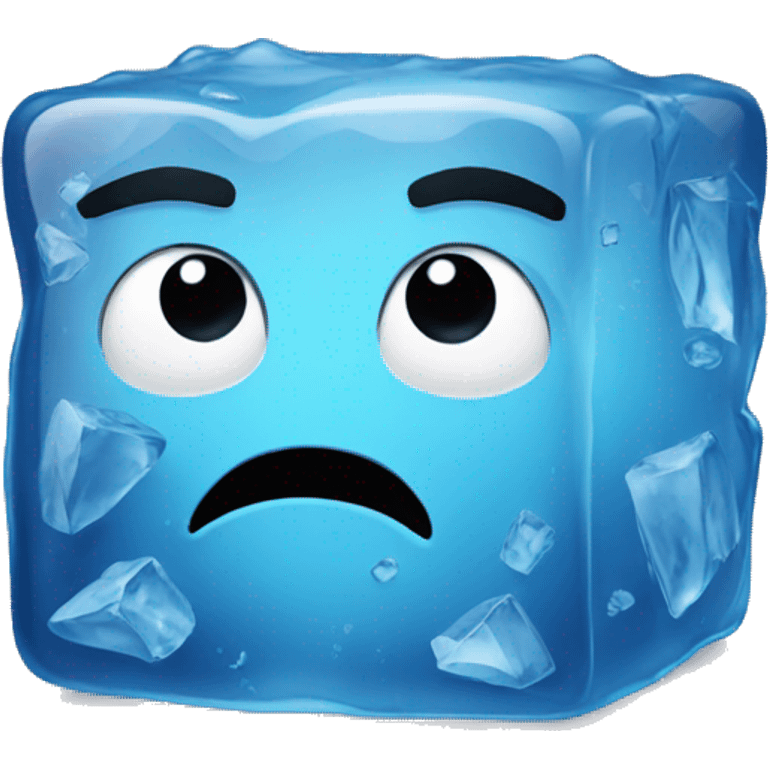 a sad ice cube emoji