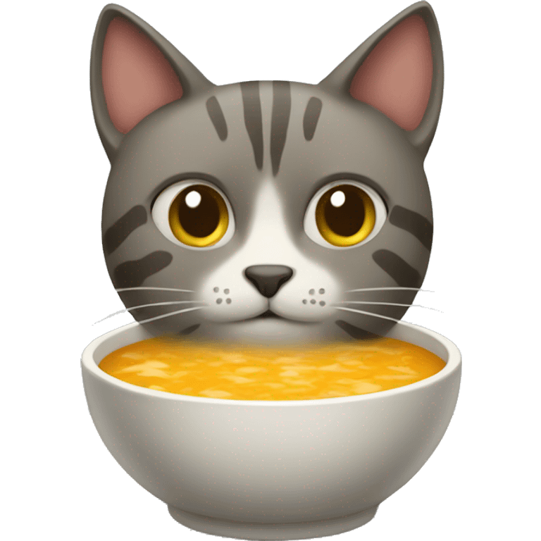 A cat full of soup emoji