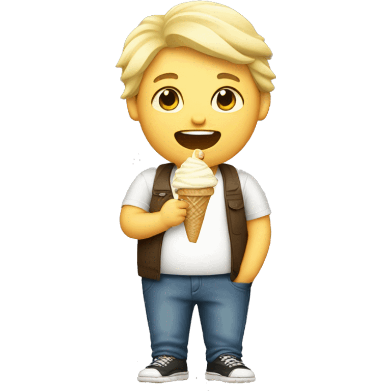 fat blond boy with ice cream emoji