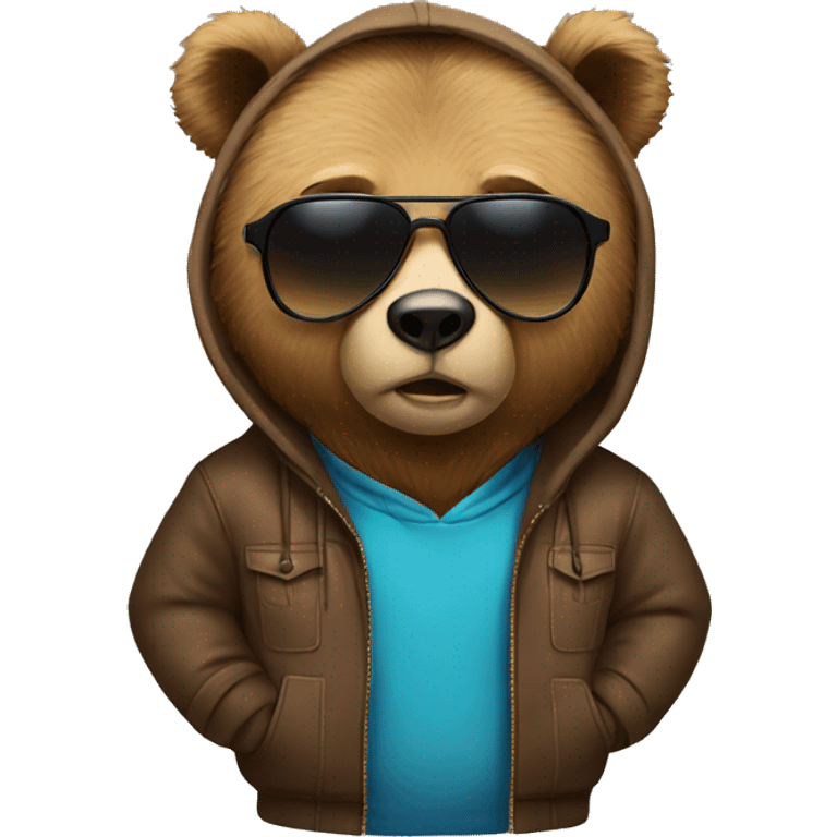 bear wearing a hoodie and sunglasses emoji