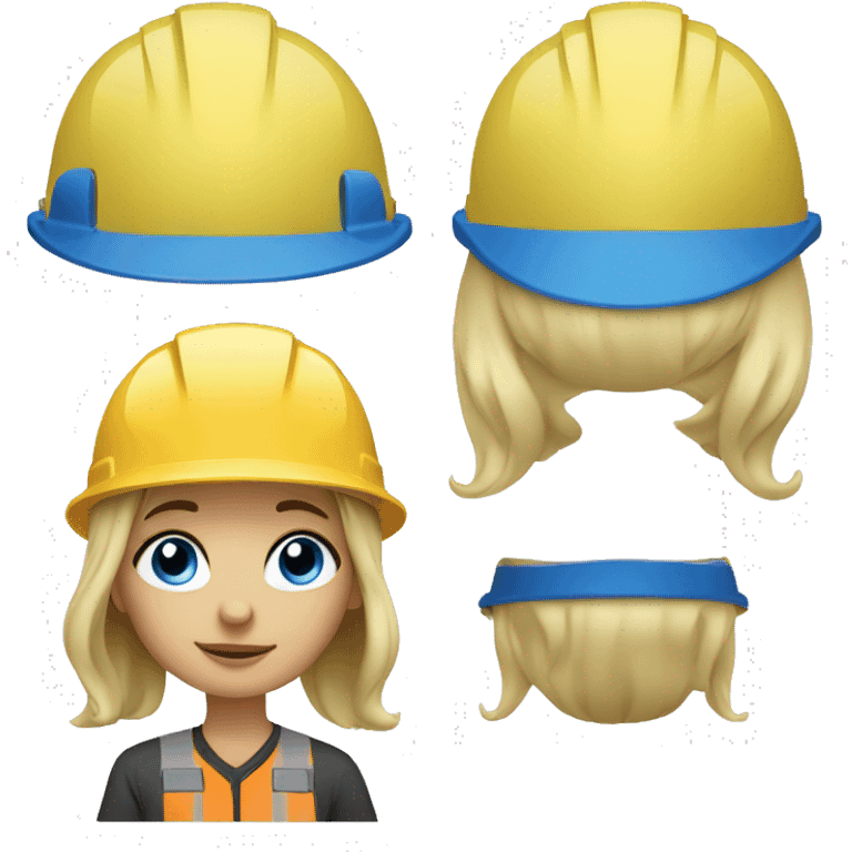 blonde girl with blue eyes in a construction helmet emoji