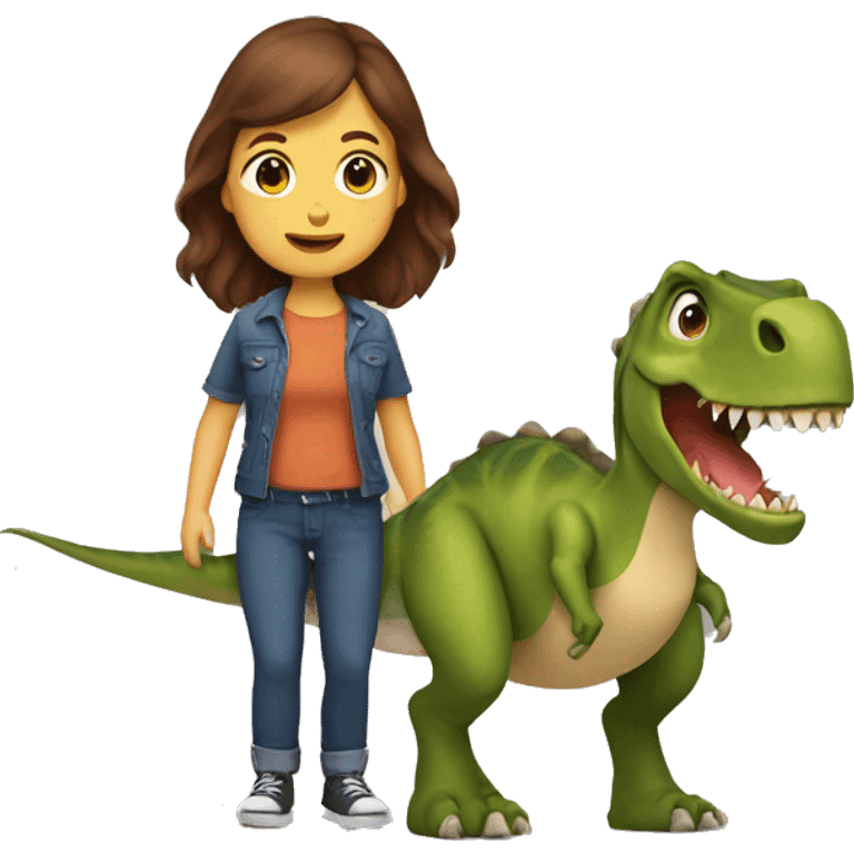 Brown haired person with pet dinosaur emoji