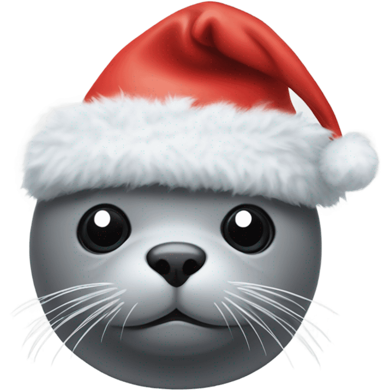 Seal wearing a christmas hat emoji