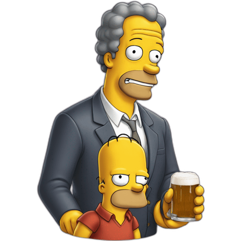 Simpson qui boit une bière avec son fils emoji