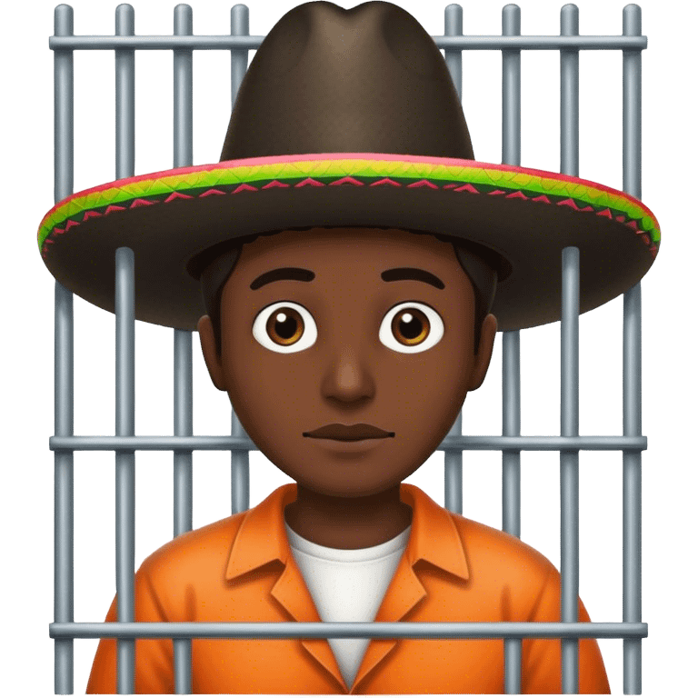 Prisoner in jail wearing sombrero  emoji