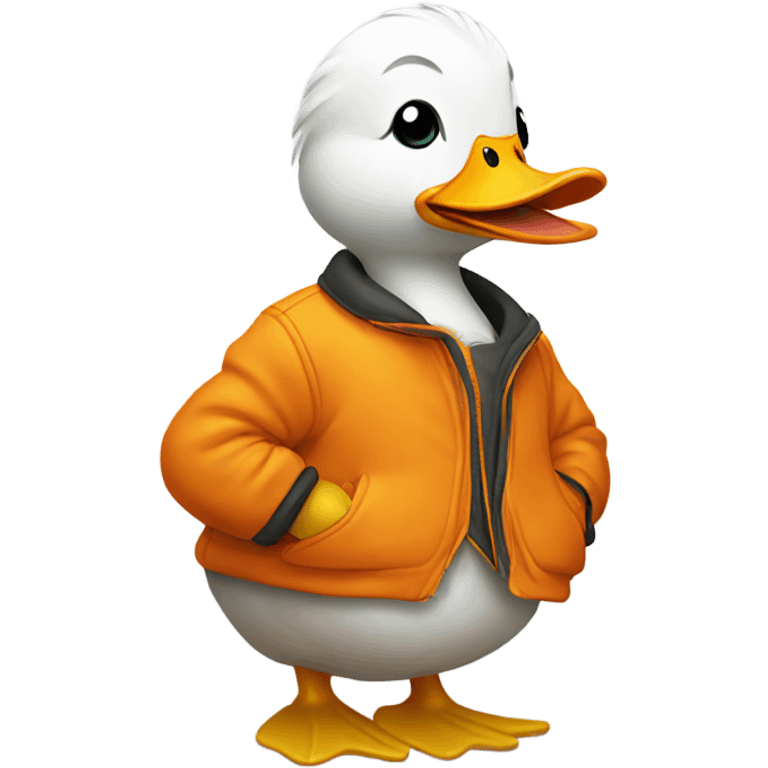 Duck with orange jacket emoji