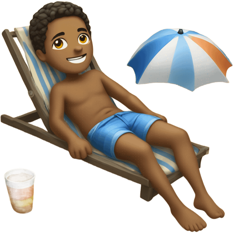 Boy relaxing in the beach emoji