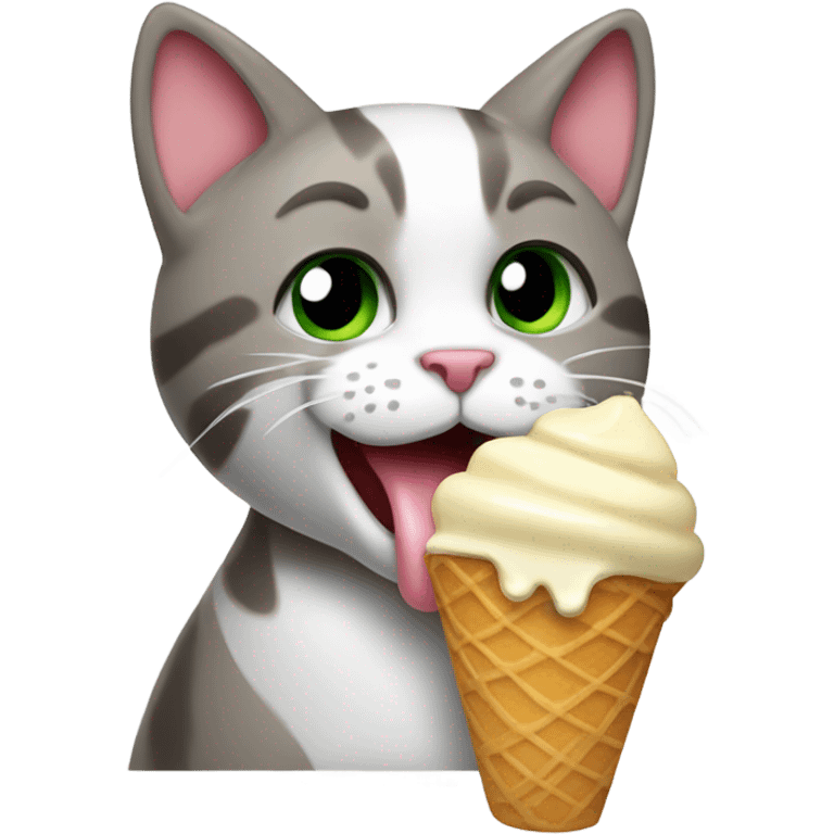 Cat eating icecream emoji