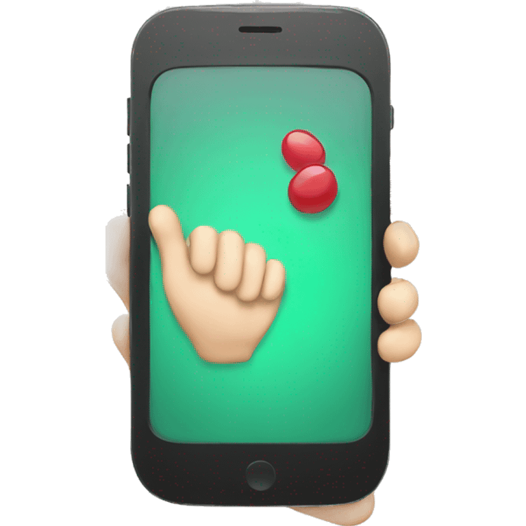 smartphone with hand emoji