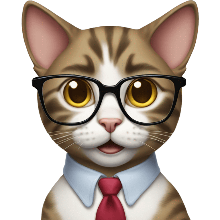 nerd cat wearing glasses with his finger up emoji