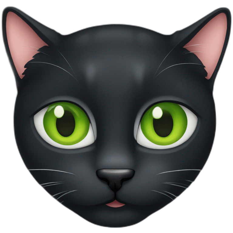 A fat 2 years old black cat with green eyes emoji