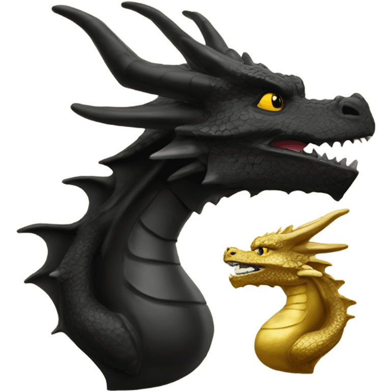 One black dragon and one gold dragon emoji