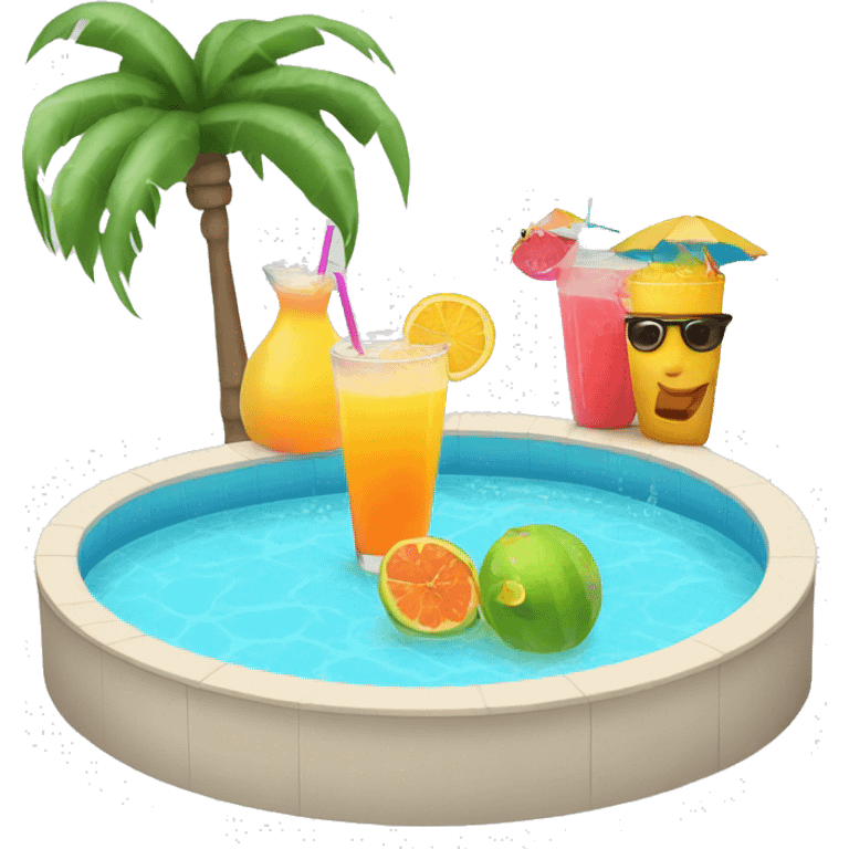 Pool day with tropical drinks emoji