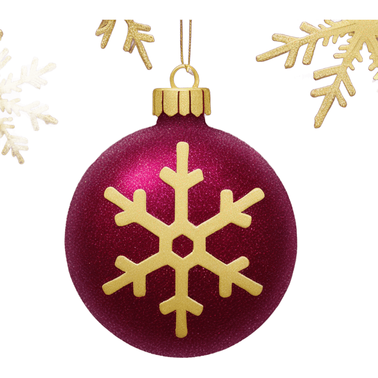 Burgundy glitter chirstmas ornament with gold snowflake emoji