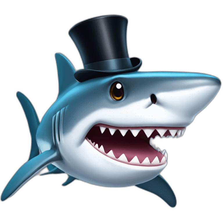 Shark with a top hat emoji