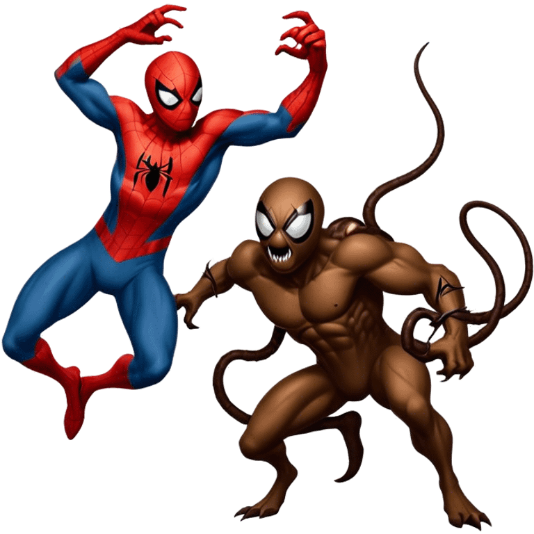 Spider-Man killing venom with poop emoji