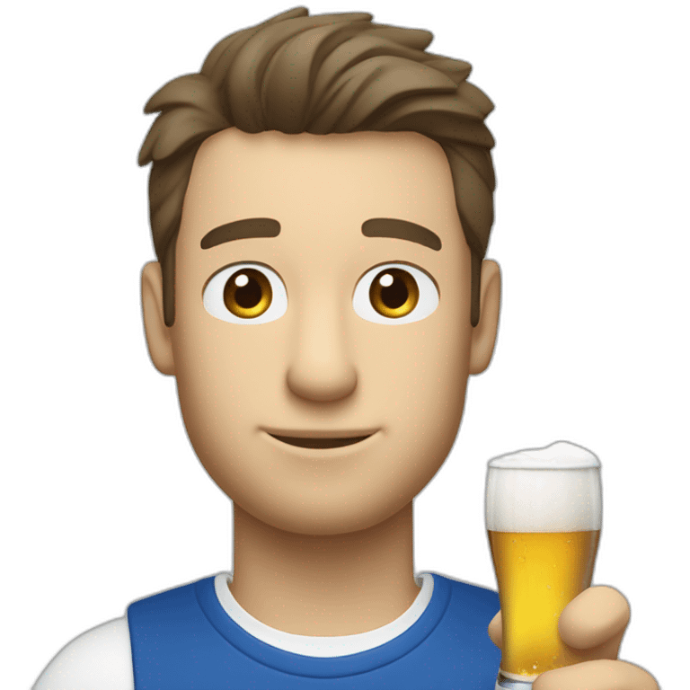 Lacoste white friends man drinking beer with blue polo shirt emoji