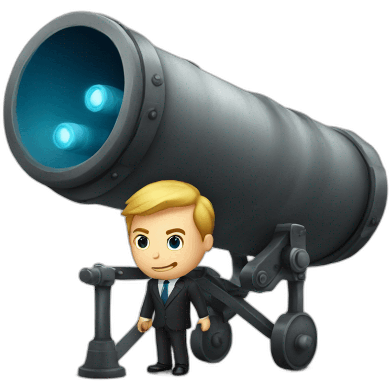 Business man shot out of a giant cannon emoji