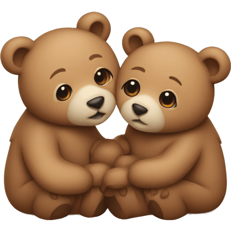 Cute little bears couple in love emoji