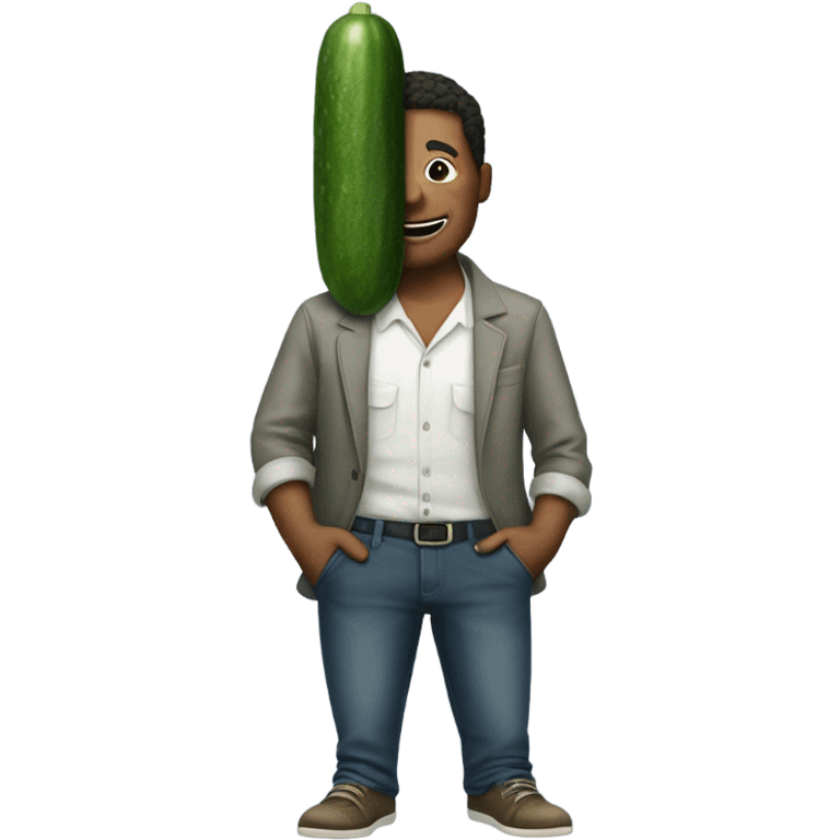 Man with a cucumber in his pocket emoji