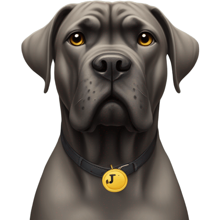  A Cane Corso with a monogrammed J. J. C. on his chest. emoji