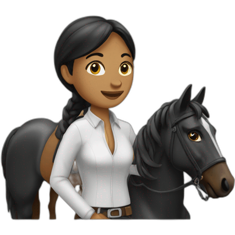 Eva avec son cheval noir emoji