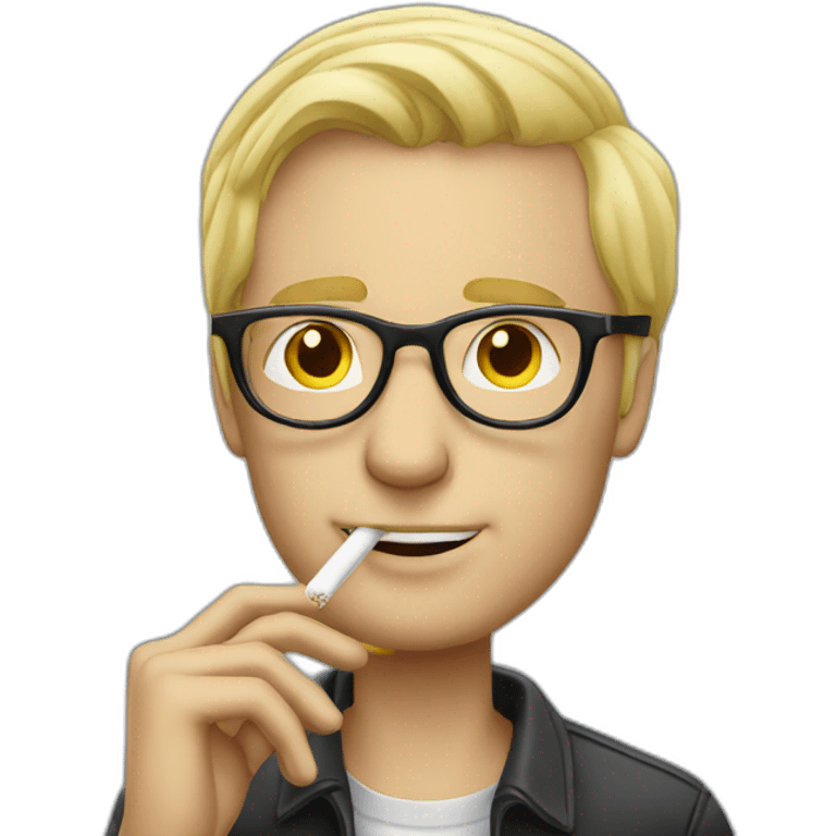 blonde white man with glasses smoking cigarette emoji