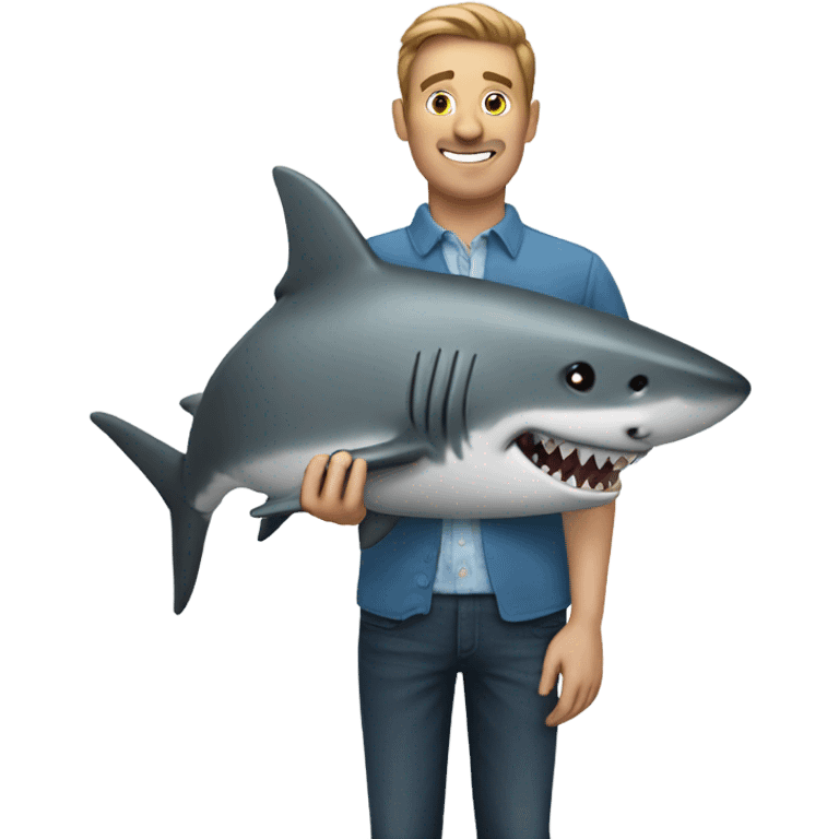 Man with a shark sign by one hand emoji