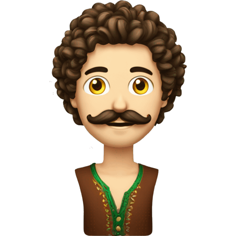 Homme cheuveux boucle+ moustache mexicaine fine  emoji