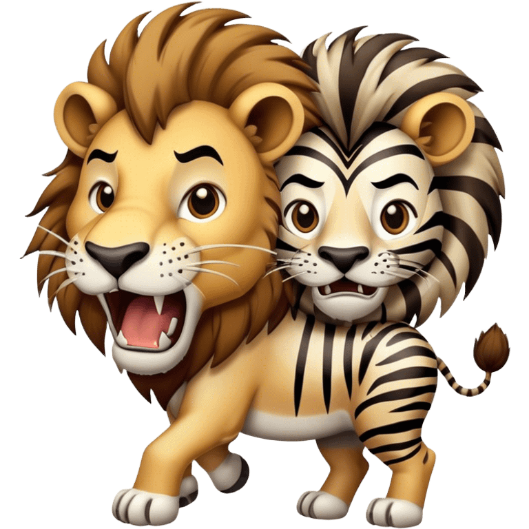 A lion attacking zebra  emoji