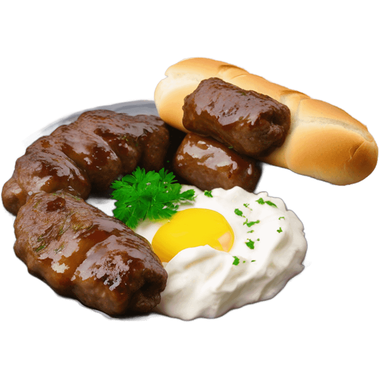 Bosnian cevapi with somun and kaymak emoji