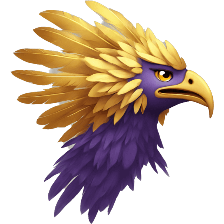 Phoenix head with golden feathers and a short beak emoji