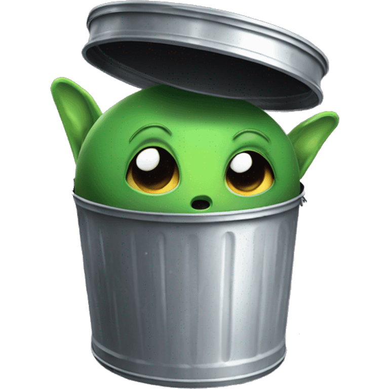 Alien in tin garbage can floating in space  emoji