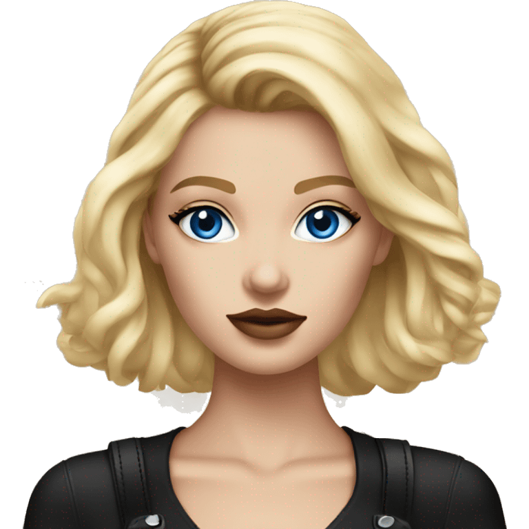 Blonde girl blue eyes Luis Vuitton bag short black tight dress emoji