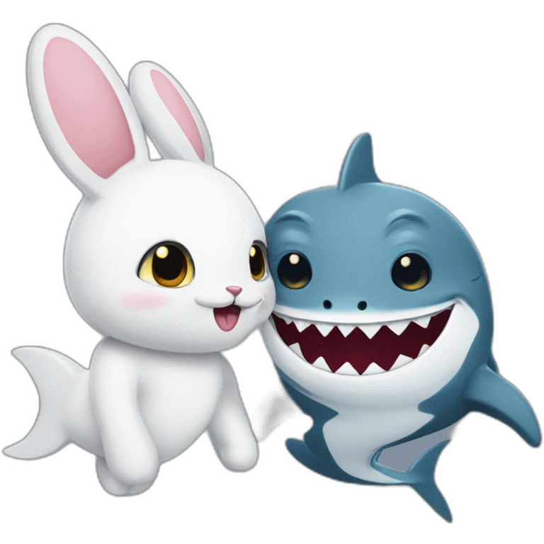 bunny and shark couple emoji