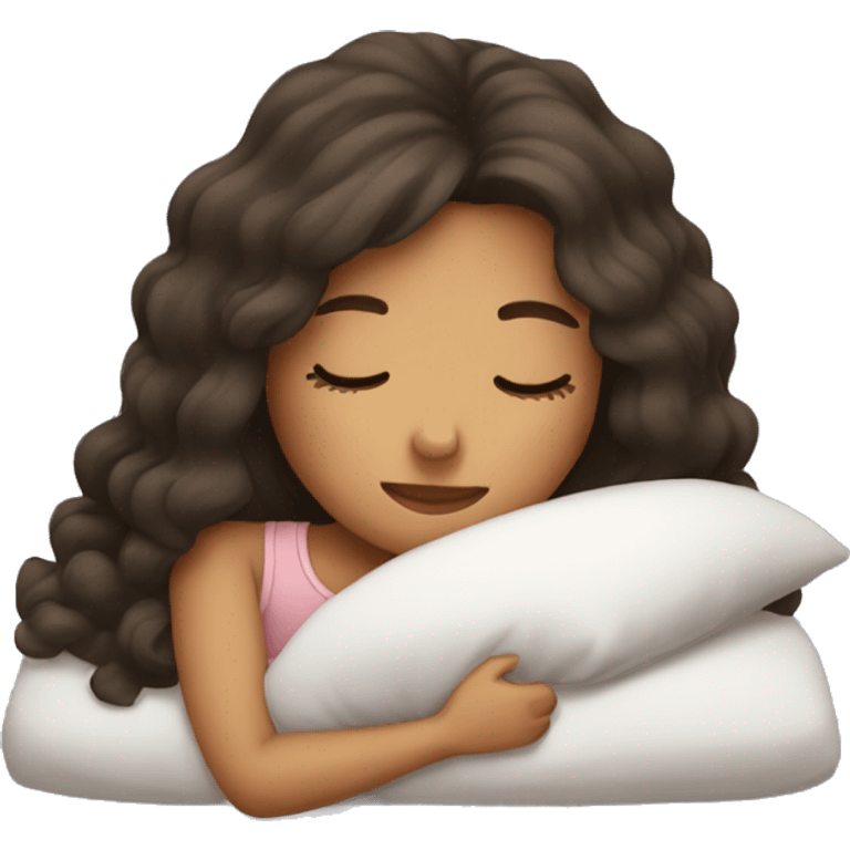 cozy brunnette girl sleeping emoji