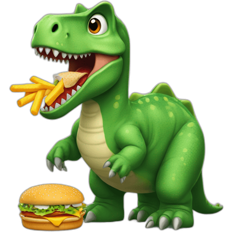 Kasimir the dinosaur eat a mc donald emoji