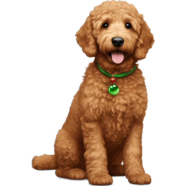 Mini red golden doodle Christmas  emoji