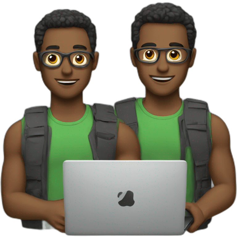 two guys with a laptop emoji