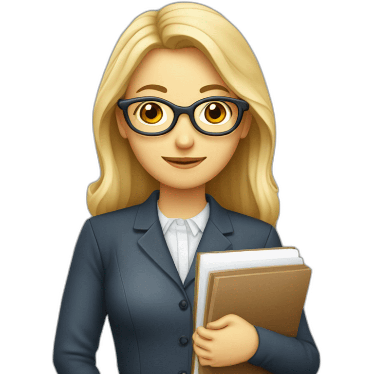 Profesora de matemáticas con gafas y calculadora, rubia y de pelo corto emoji