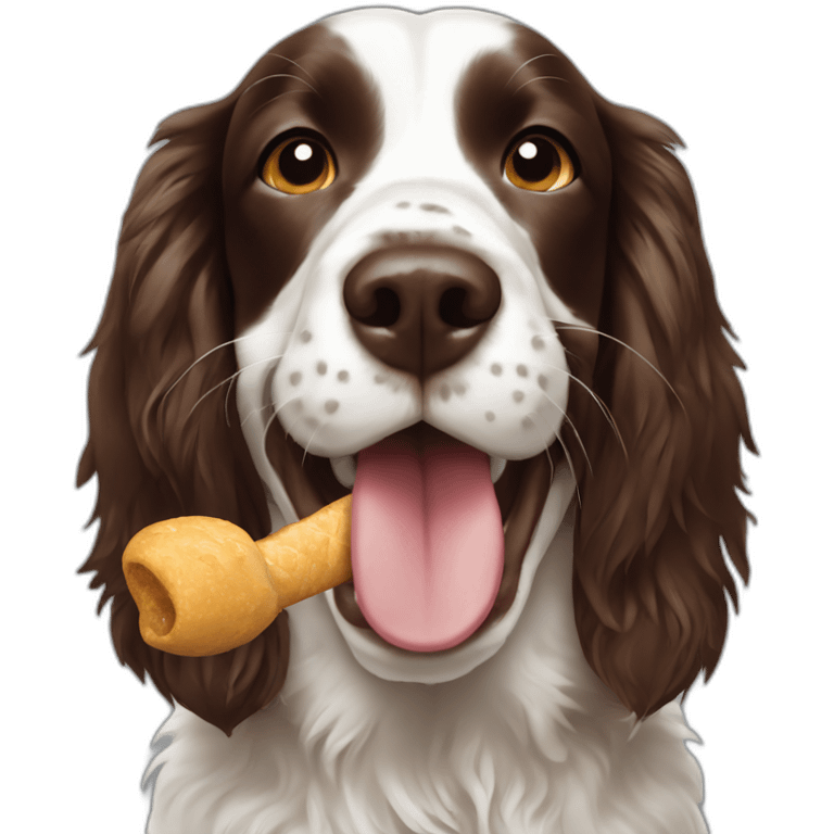 Springer spaniel stick in mouth emoji